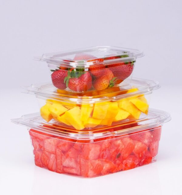 Saladier oval transparent avec couvercle charnière - 750ml - Image 2