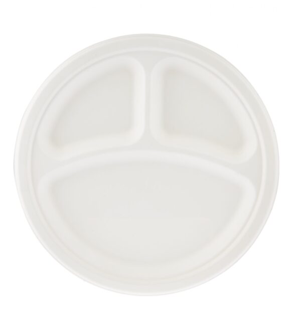 Assiette ronde biodégradable - 3 compartiments - Image 2