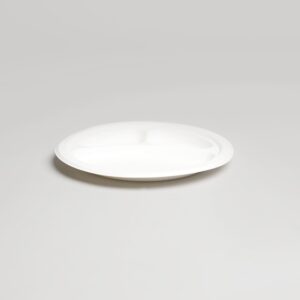Assiette ronde biodégradable - 3 compartiments