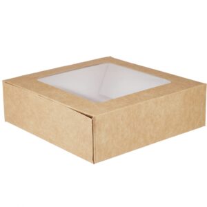 Boîte à gâteaux en kraft avec fenêtre - 14 cm