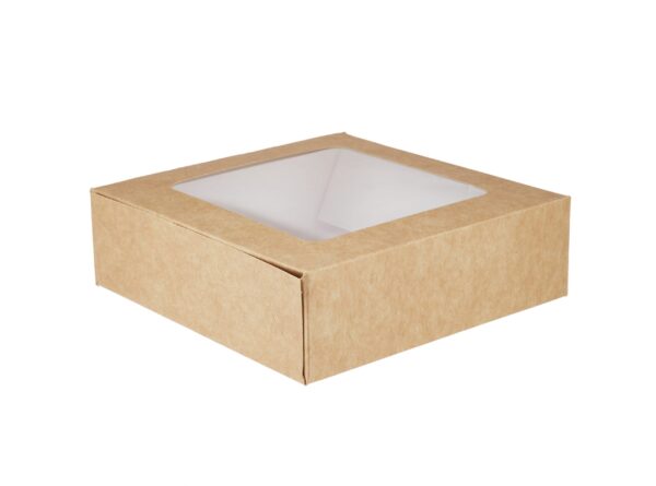 Boîte à gâteaux en kraft avec fenêtre - 14 cm
