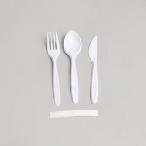 Pack couverts blanc : Cuillère-Fourchette-Couteau-Serviette