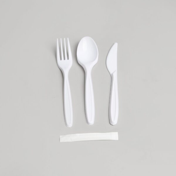 Pack couverts blanc : Cuillère-Fourchette-Couteau-Serviette