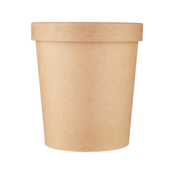 POT EN KRAFT AVEC COUVERCLE - 26oz - Image 2