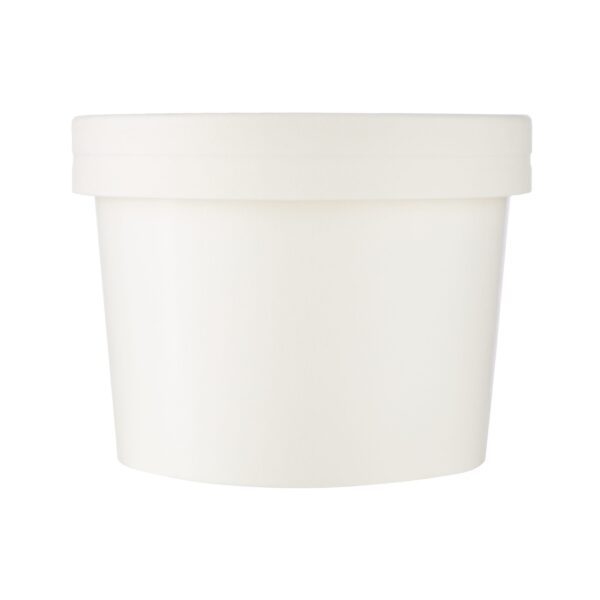 Pot en carton blanc avec couvercle - 8oz - Image 2
