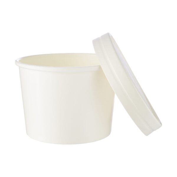 Pot en carton blanc avec couvercle - 8oz - Image 3