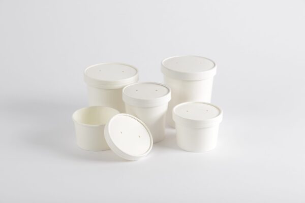 Pot en carton blanc avec couvercle - 32 oz - Image 3