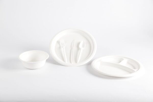 Assiette ronde biodégradable - 3 compartiments - Image 3