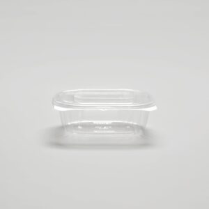 Saladier oval transparent avec couvercle charnière - 750ml