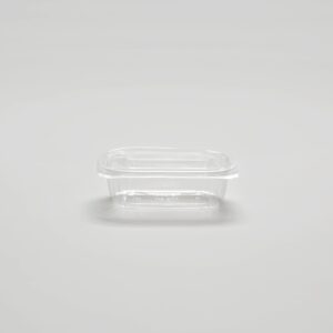 Saladier oval transparent avec couvercle charnière - 500 ml