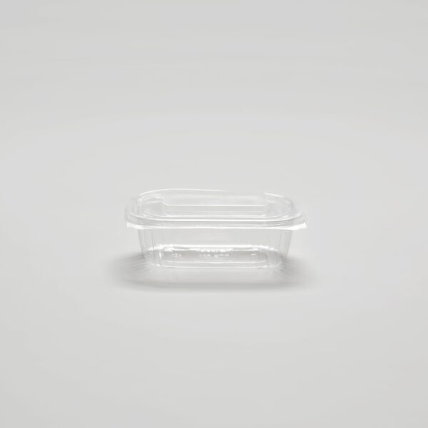 Saladier oval transparent avec couvercle charnière - 500 ml