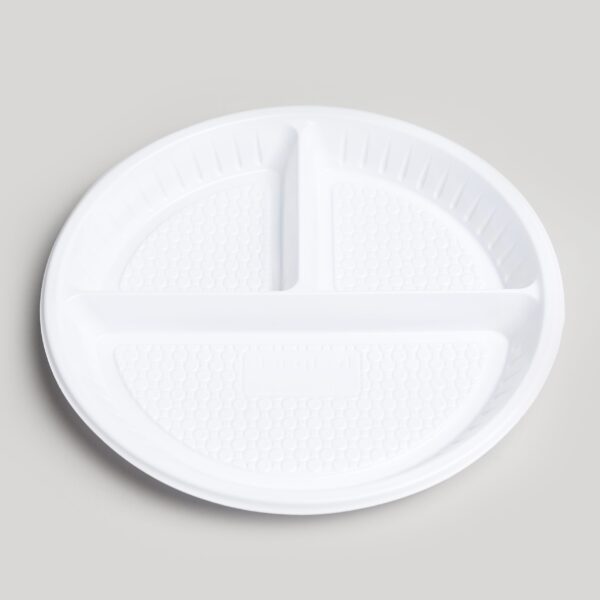Assiette ronde blanche 3 compartiments