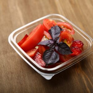 Saladier carré transparent avec couvercle - 8 oz